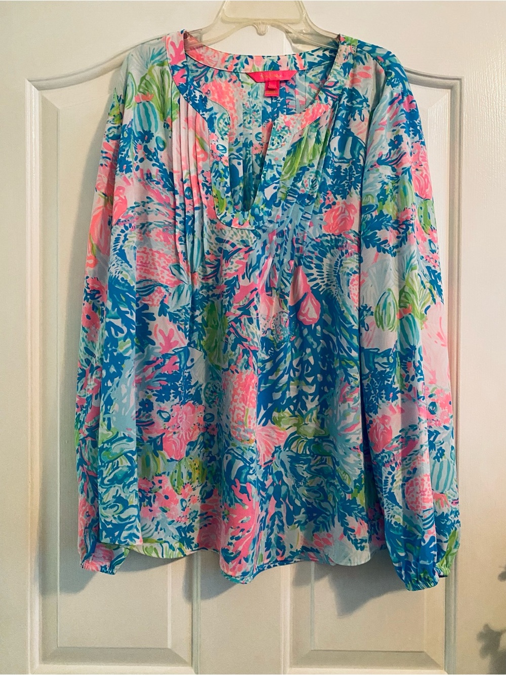 Lilly Pulitzer Pink Blue Green Floral Tunic Blouse